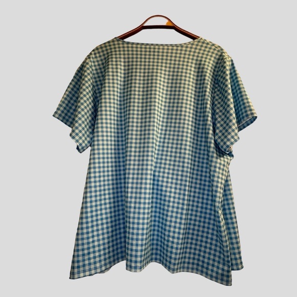 Lands End Women’s Top 2X Plaid Blue Short Sleeves - Picture 8 of 10